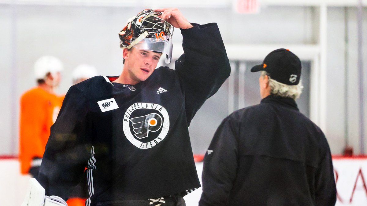 NHLFlyers's tweet photo. Carter Hart on his first @NHL playoff run: “I’ve been waiting for this for my whole life.” https://t.co/ZFjPSi9hy8