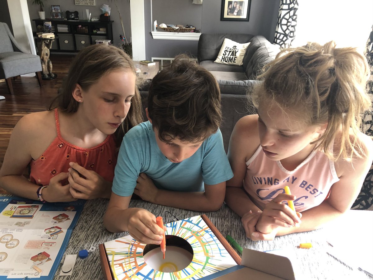 carnelosclass's tweet photo. Our first Tinker crate just arrived from @kiwico_inc and they are loving it!  The Spin Art Machine was a huge success!  #tinker #offtech https://t.co/qGE18SFG3p