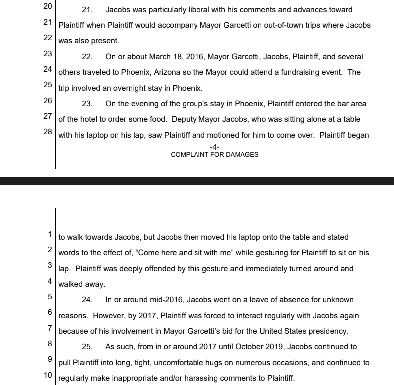 BREAKING: A LAPD officer who worked in Mayor Garcetti's protection detail is suing the city after he says one of Garcetti's advisors repeatedly sexually harassed him over several years while in the presence of the Mayor, who he says did nothing to stop it. Graphic details  @FOXLA