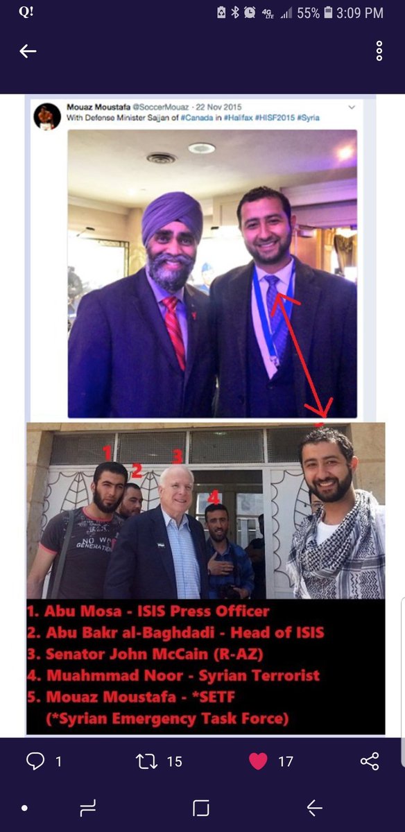 11) Here is Basit Igtet pictured with John McCain, the same John McCain pictured here with the leaders of ISIS as well as Mouaz Moustafa of the Syrian Emergency Task Force. Here's Moustafa pictured with Canadian Defence Minister, Hajit Sajjan.