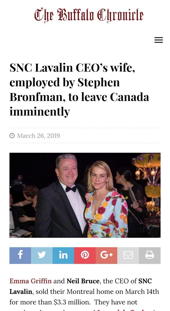 12) It's also interesting that Emma Griffin, the wife of former SNC-LAVALIN CEO, Neil Bruce, worked for Stephen Bronfman. It appears as though they've since fled the country.