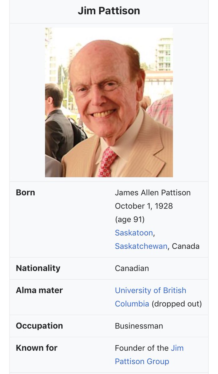 50/ JIM PATTISONBusiness magnate (Jim Pattison Group); 91 years old- Pattison bought the dress worn by Marilyn Monroe when she sang "Happy Birthday, Mr. President" to JFK- Donated to Children’s Hospital (named after him)- Praised Trump, but his co paid [BC] $150k in 2001