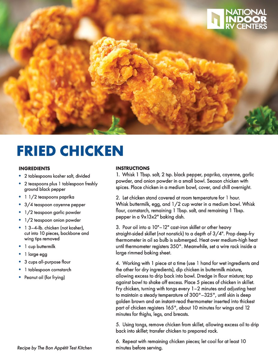 nirvc's tweet photo. Here is a wonderful #tastytuesday here is a wonderful Fried Chicken that we think you will love! Let us know if you try it! 

 #NIRVC #RVingMadeSimple #RVSales #RVStorage #RVService #RVLifestyle #RVing #IndoorStorage #Motorhomes https://t.co/uQerc2IXZr