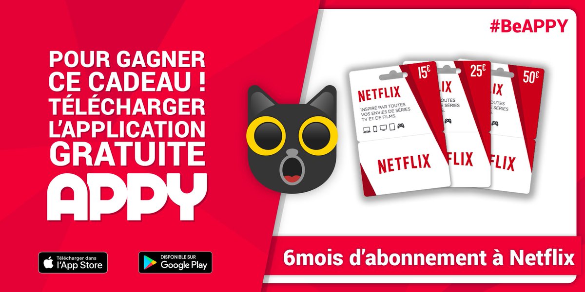 AppyOfficiel's tweet photo. Toujours plus 😜⠀passe tes soirées à regarder ta série préférée en compagnie de Netflix 🔥
⠀⠀
Bonne chance 😸⠀⠀⠀
⠀⠀
Index pointant vers la droiteVoici le lien de l'app:⠀
https://t.co/YlDHVMCLZc⠀
⠀⠀
#beappy #appy #concours https://t.co/X0HQXwXAcm