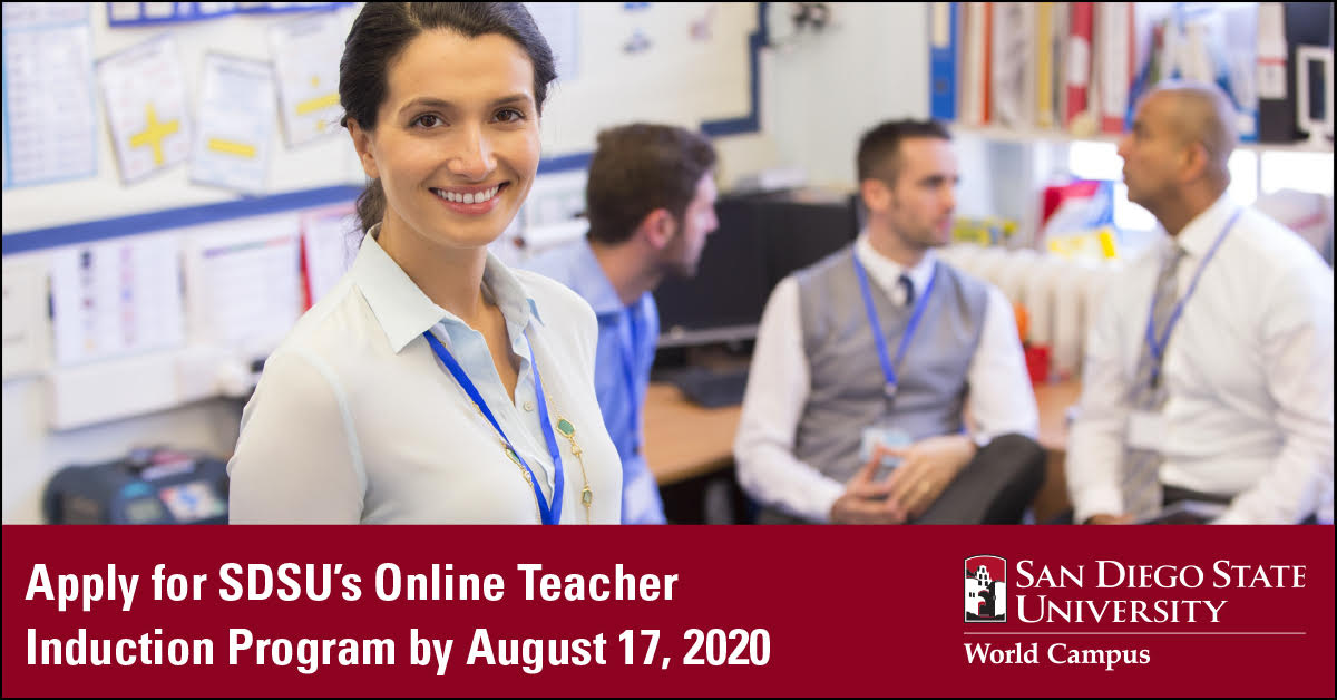 SDSUGlobal's tweet image. Become a more dynamic educator. Apply for SDSU’s online #TeacherInduction program at bit.ly/32XOZVU

#SDSUWorldCampus #TeachingCredentials #SDSU #CaliforniaTeachers #CareerDevelopment #ProfessionalDevelopment