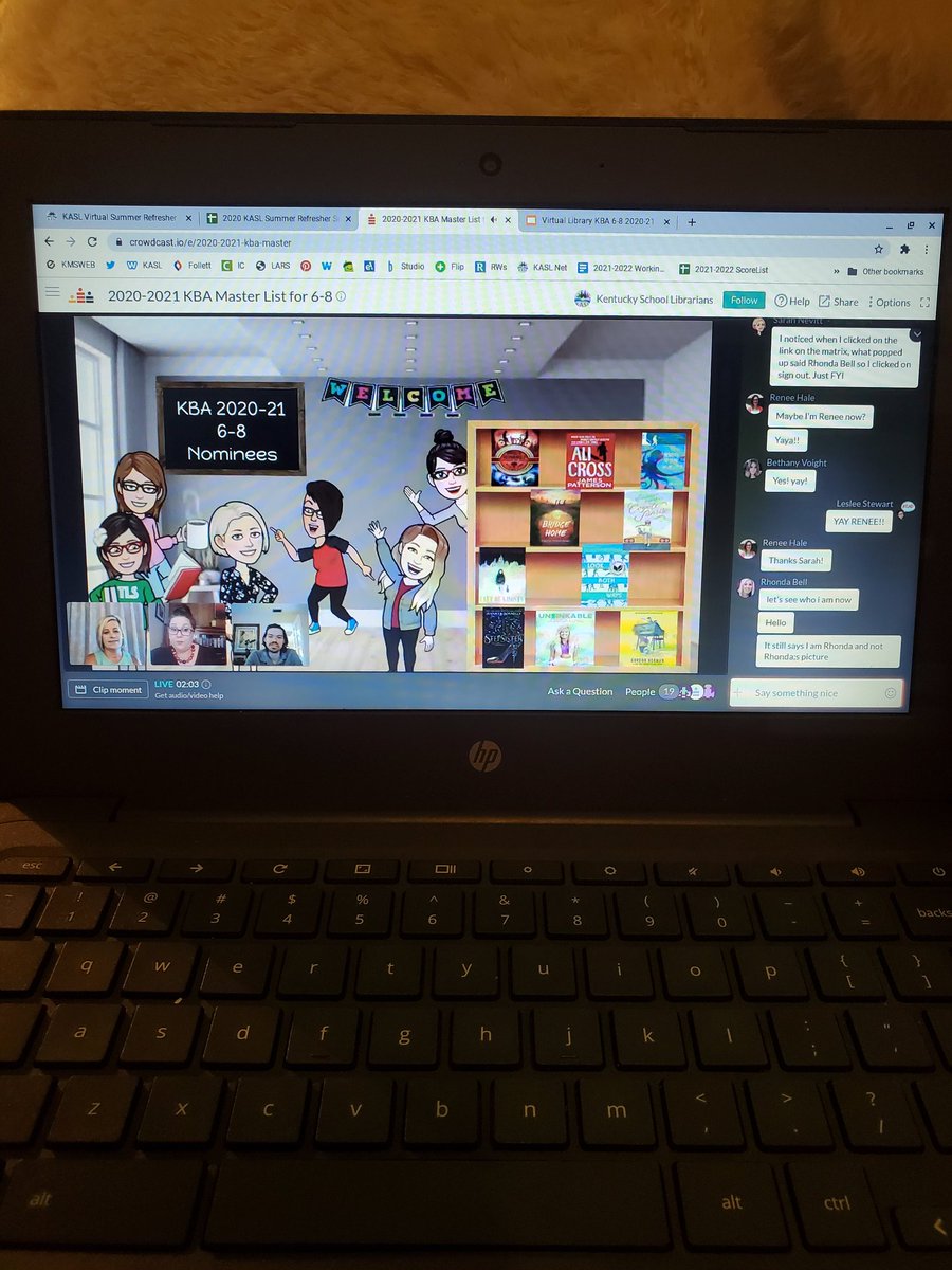 LesleeFrosta28's tweet photo. @KBAAwards presentation on 2020-2021 6-8 Nominees #kaslsr20
@KASL_Librarians @emilydnorthcutt @reneedhale @LoriCHancock @thebookGLUTTON was our special guest! 🤩😊 https://t.co/P6eJEvwKfI