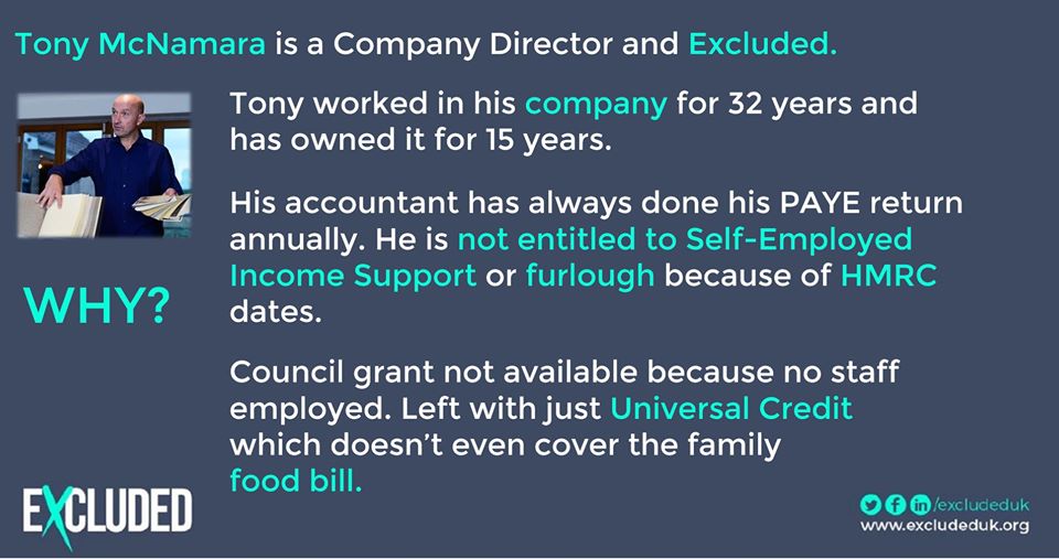 LikeClockworkMD's tweet photo. 'No one left behind' eh @RishiSunak?  Not so.  Thousands and thousands have been thrown under the bus.  It's time to put things right now.
@BorisJohnson @FelicityBuchan @SteveBakerHW
@ab4scambs @JulieMarson @angelaeagle
@mikehillmp 
#ExcludedUK #GapsInSupport https://t.co/t7nm0HYXGY