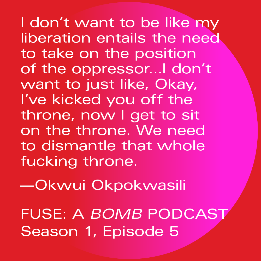 BOMBmagazine's tweet photo. Listen to #BeccaBlackwell and #OkwuiOkpokwasili discuss gender norms, power dynamics, and performance in their episode of #FUSE: https://t.co/4fdAFfqIFd https://t.co/ma2Q5YGqaC