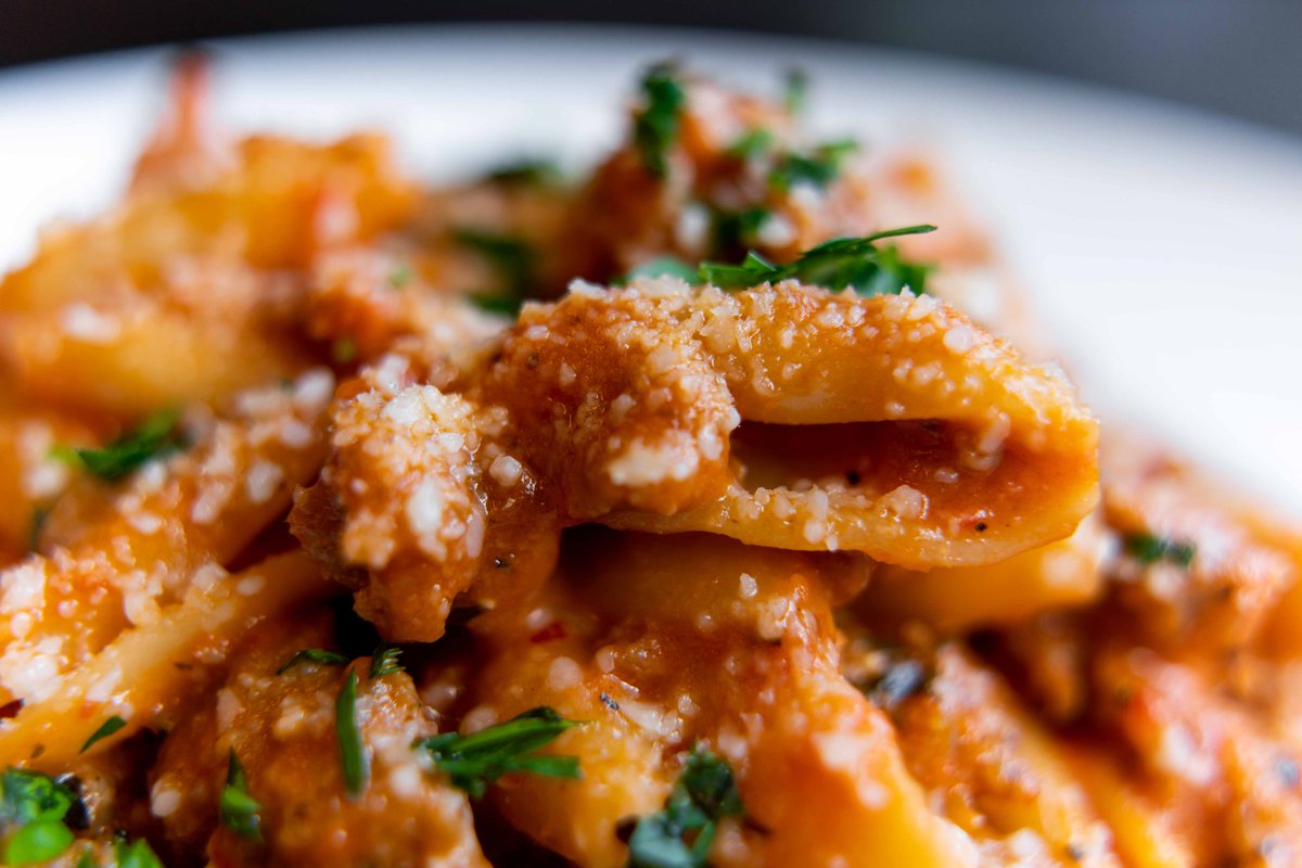 Life without pasta...is not. 🍝

Angelo's Pasta is a craveable dish featuring cavatelli, Italian sausage, crushed red chili, marinara &amp; cream, roasted garlic and Parmesan cheese.