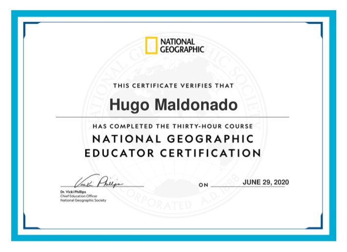 HugoMaldonadoF4's tweet photo. When I was a kid, I wanted to become an explorer. As the EFL teacher I am nowadays, this achievement was possible to @NatGeoEducation and the #NatGeoEducatorCertification #NatGeoLearningFramework #proudteacher https://t.co/ePagveZ8HS