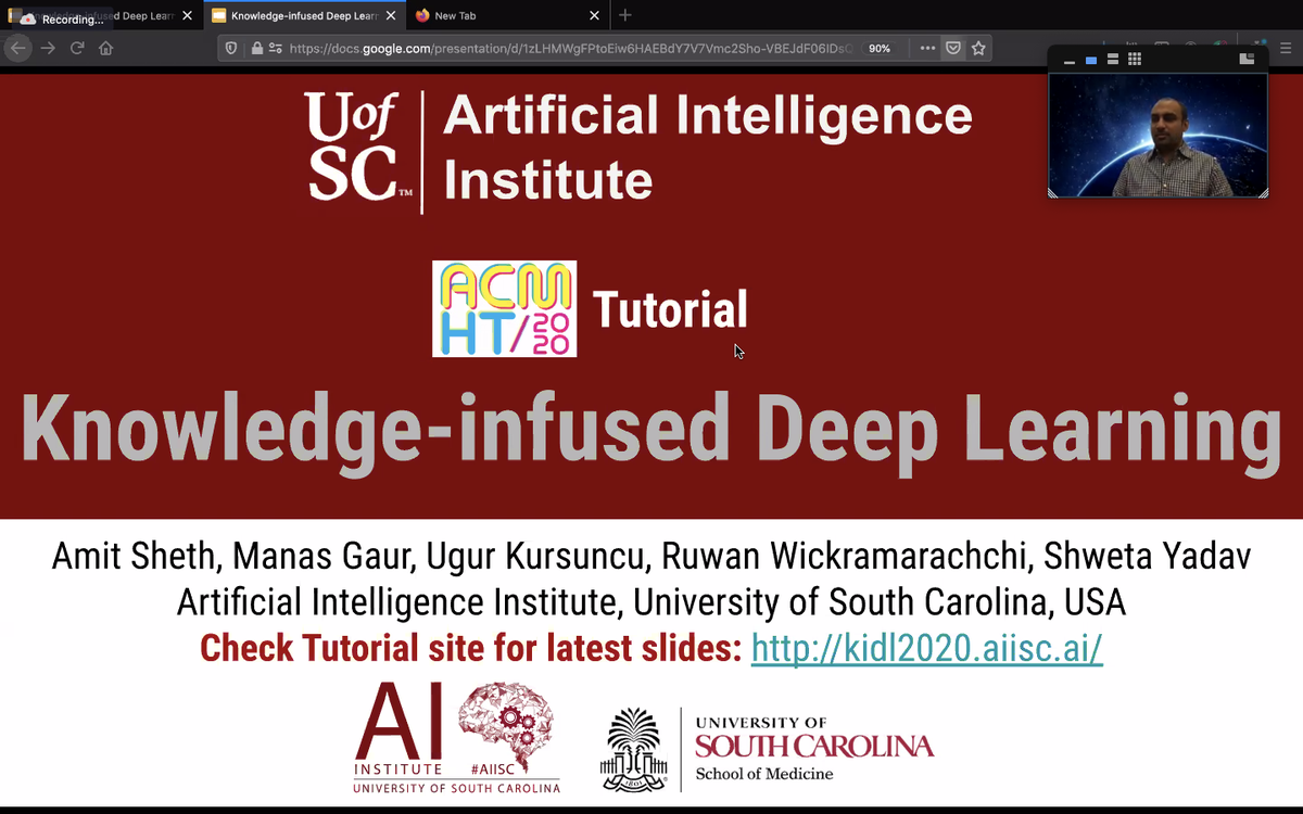 ACMHT's tweet photo. A very interesting tutorial on Knowledge-infused Deep Learning is now underway at #ACMHT20! https://t.co/PbPyyhXpjn