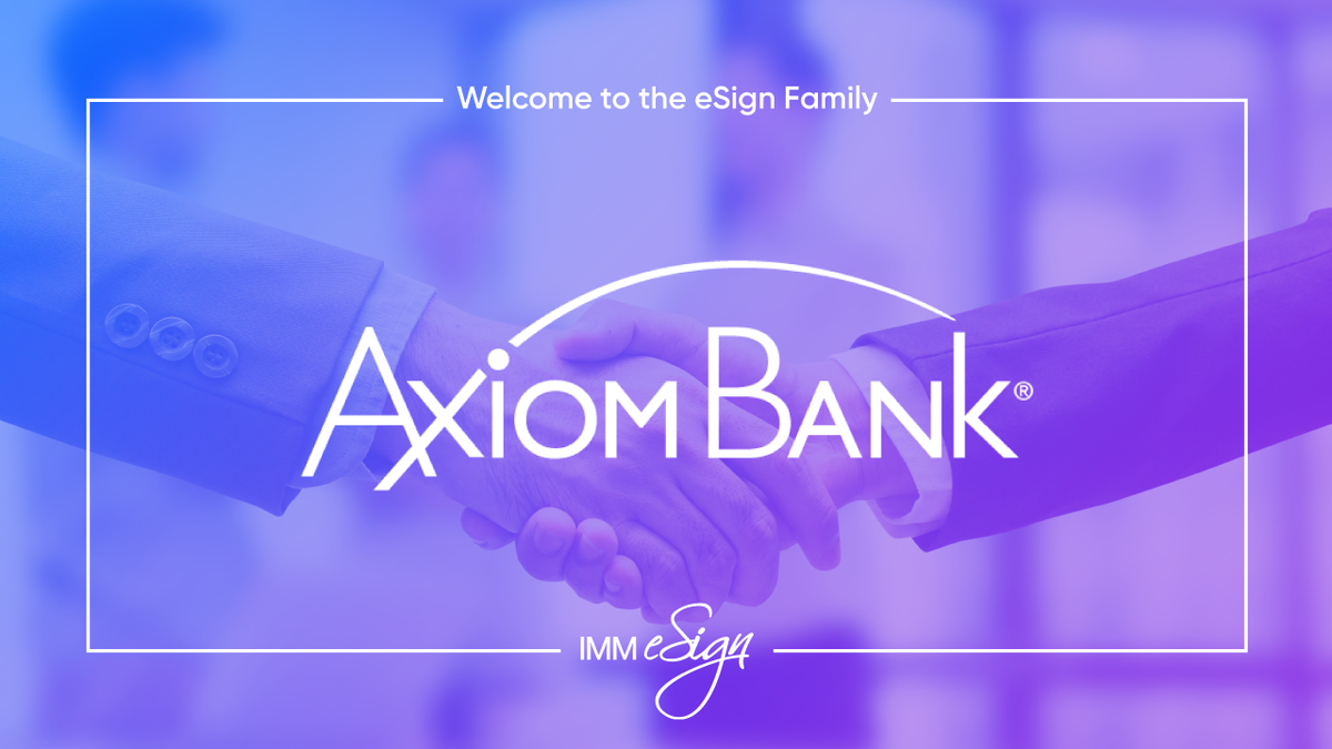 IMMeSign's tweet photo. We are proud to welcome @AxiomBank Family. They chose our @CSIsolutions #NuPoint Interface that makes eSignatures simpler than ever. Our #SimplytheBest #eSignatures will be a welcome addition to your banking services! #Banks #Fintech https://t.co/I8nWM7PKlV