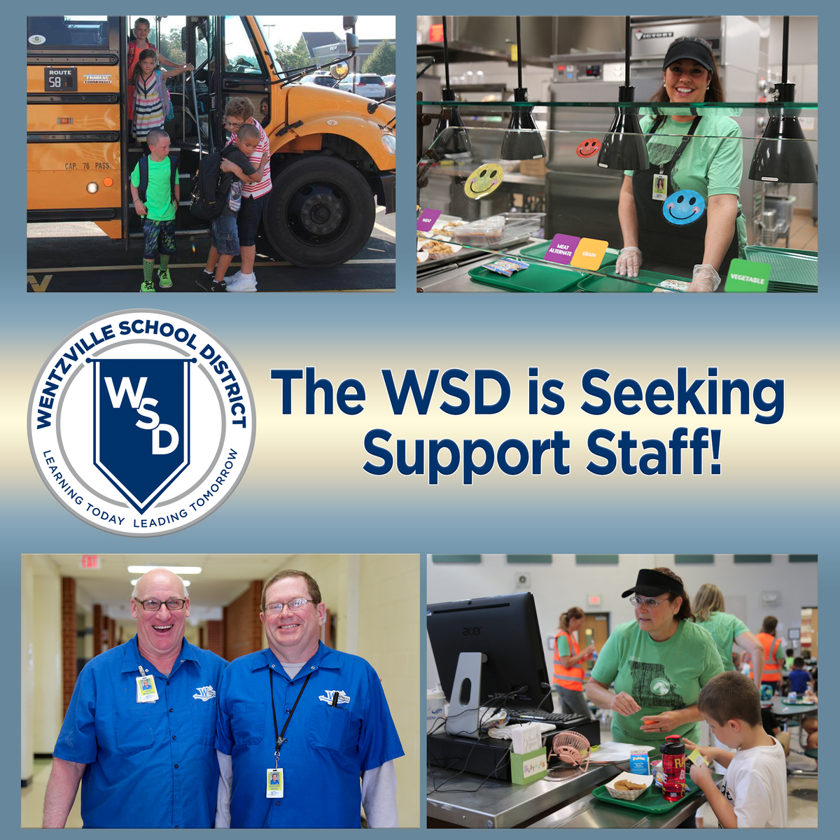 WSDinfo's tweet photo. LOOKING FOR WORK? The WSD has immediate openings for cashiers, servers, custodians, before &amp; after care workers, bus drivers, and bus aides! Full-time, part-time, and substitute opportunities are available. Apply today: https://t.co/l7Cz8EUCt4  #TeamWSD https://t.co/oHl8GttHJ5