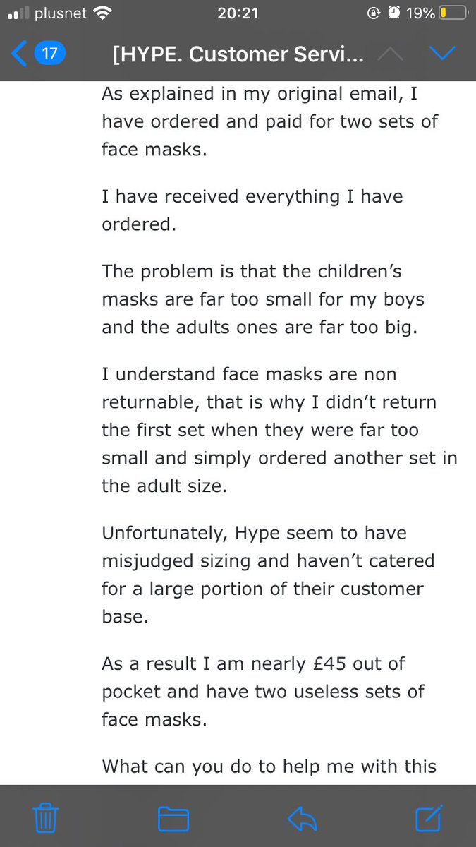 BeanBlair's tweet photo. Avoid @justhypeuk face masks. Awful sizing, non returnable and customer service can’t be reasoned with, they just copy and paste trading standards jargon.
#dontbelievethehype #justhypeuk #badcustomerservice #unreasonable https://t.co/wih05GaXAP