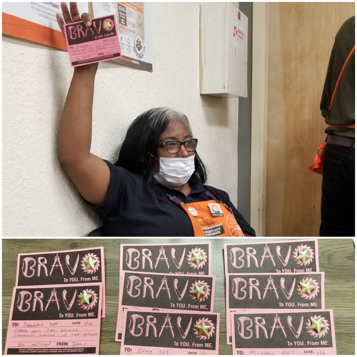 JustinRoth3016's tweet photo. Recognizing associates at #3016 for #VOCMENTION for last week. Bravos and Stars all around. Even ASM @ImogeneGrant19 getting in on the action. #3stepprocess @KevinDuncan3016 @adam_veatch @ImogeneGrant19 @Melissa_DHRM196 @CampSweenScott @ShowMeShawnD196 https://t.co/pHob4MmItZ