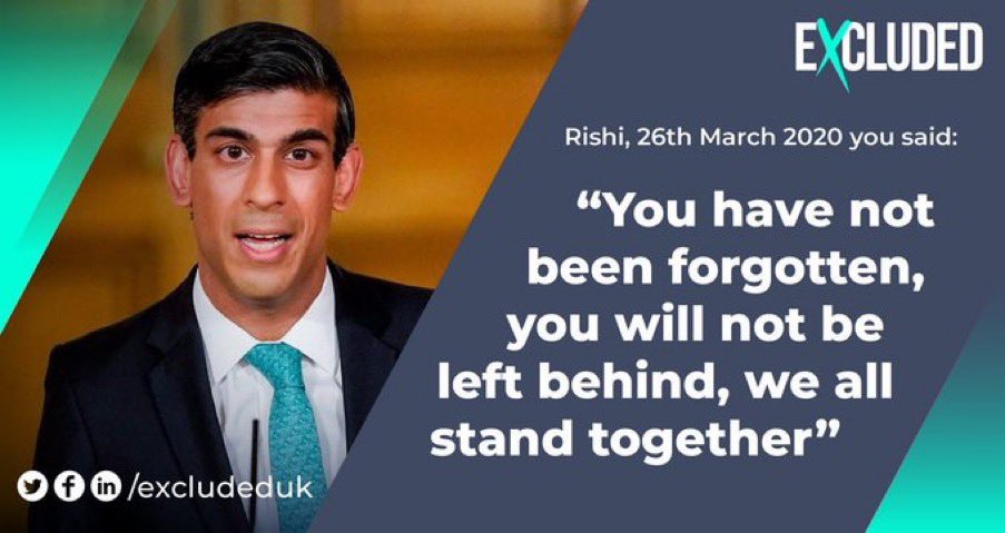 As <a href="/RishiSunak/">Rishi Sunak</a> comes before <a href="/CommonsTreasury/">Treasury Committee</a> Wed 15 July please seek to help the 3 million families who form the  #excludedUK. Great so many have been supported during Covid19 but there are no justifications for #GapsInSupport 
<a href="/MelJStride/">Mel Stride</a>
<a href="/FelicityBuchan/">Felicity Buchan</a> 
@ab4scambs
<a href="/JulieMarson/">Julie Marson</a>