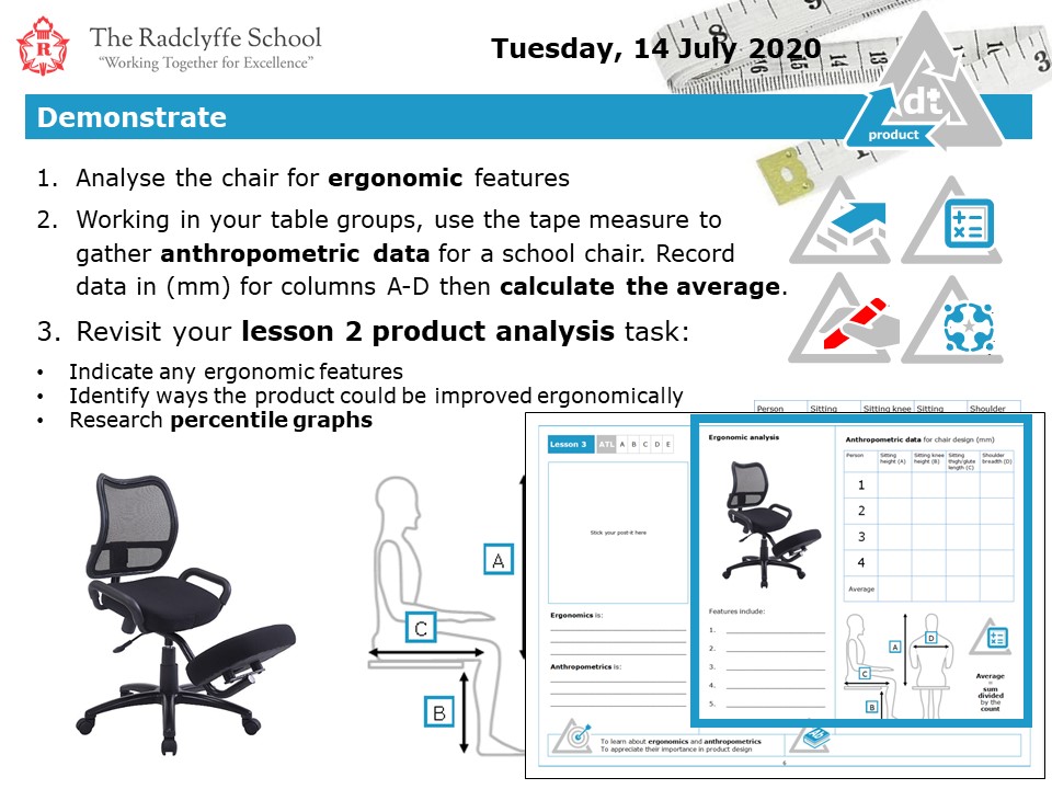 TRS_DesTech's tweet photo. KS3 chair project, Lessons 2 and 3 ✅#userprofiling #ergonomics #dtmaths. Next up, my take on #structures, #forces and #mechanisms https://t.co/mqSZLU7lHR