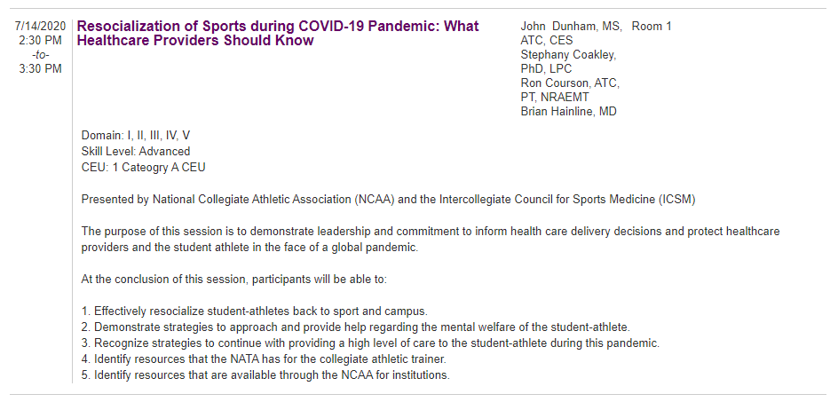 IStateSportsMed's tweet image. We are looking forward to the afternoon session right now at #VNATA2020 with the @NATA_ICSM and @NCAA_SSI!