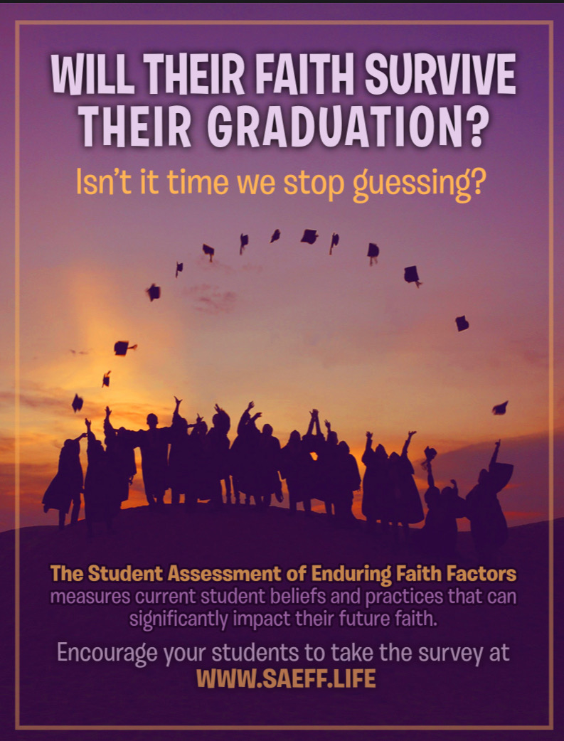 ystufforg's tweet photo. Student Ministry Leaders, encourage your middle/high school students to complete the Assessment of Enduring Faith Factors (https://t.co/CAAU4Jy6ay). This measures their current beliefs and practices that can significantly impact their future faith.The deadline to complete is 7/31 https://t.co/xvqCDNiysj