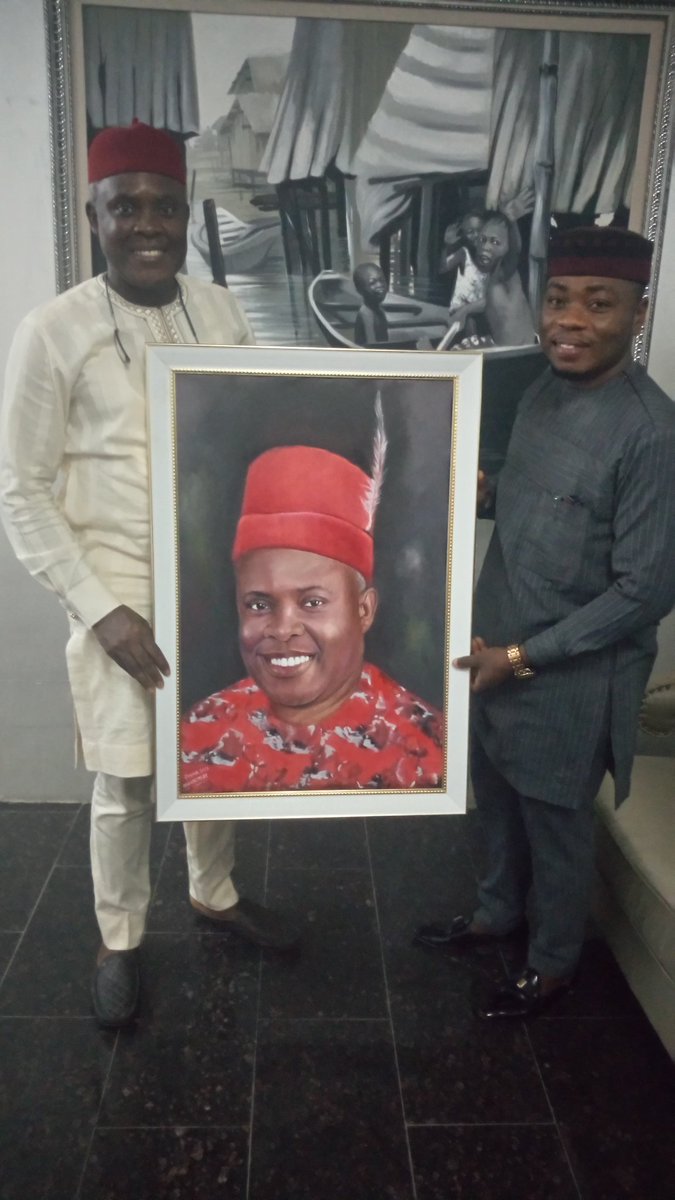 GodstimeHon's tweet photo. I presented a portrait painting I made for my representative at Federal house of Reps, Abuja; Hon. Henry Nwawuba...a fine gentle man. https://t.co/UoKK0Wsx6H