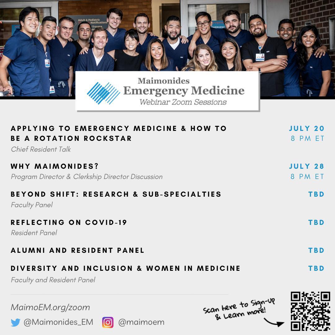 I love my job, and I love my hospital. Tune into the Maimonides ER residency zoom series kicking off on 7/20 at 8pm. Please share it with med students applying into emergency med!

#maimoem #emergencymedicine #residency