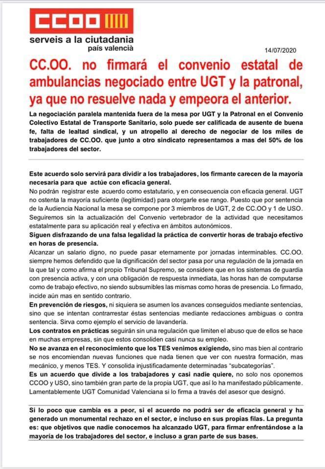 teschuac's tweet image. #CCOO #Convenio #Ambulancia #TES #TransporteSanitario