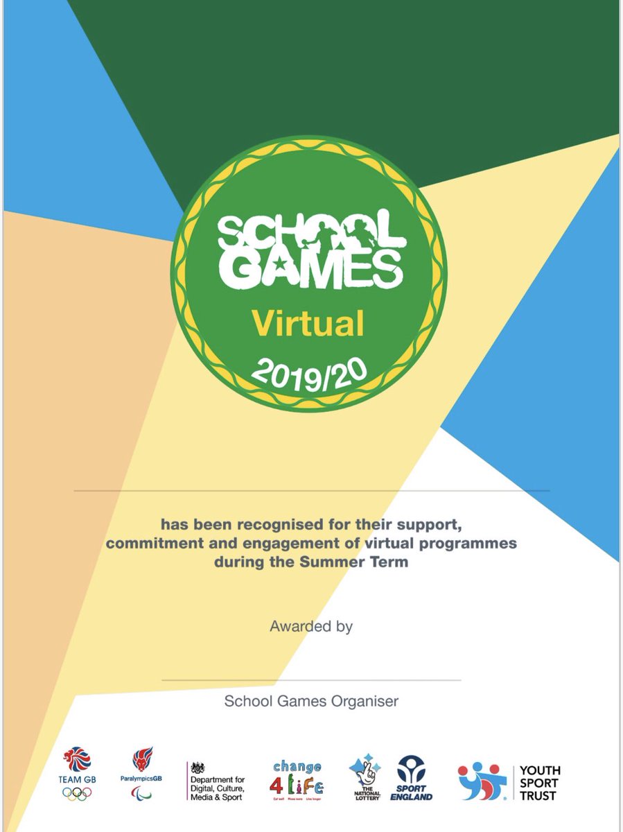 Alexpark_sch's tweet photo. Well Alex park family we have won the schools games virtual active mark for 2019/20 not quite platinum as we had hoped but defo nice to be recognised for the efforts we have done during this pandemic. @oldhamssp @OldhamPledge @Oldham_Hour @OCLactive @the_PE_hut @VolSportOLDHAM https://t.co/v496DJ89zo
