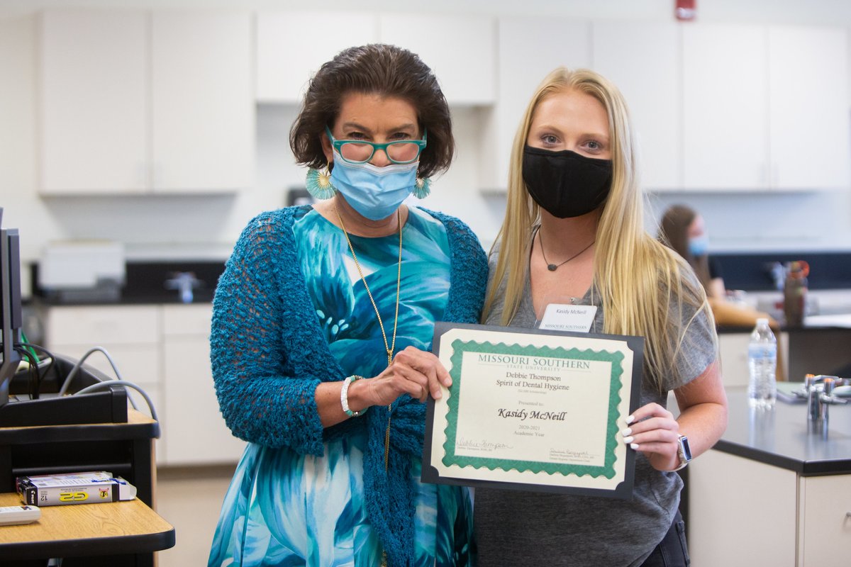 mosolions's tweet photo. Two students from the dental hygiene program have been announced as the recipients of the annual Debbie Thompson Spirit of Dental Hygiene Scholarship at Missouri Southern.

Full story: https://t.co/kFZObOgyg2 https://t.co/DDbAz6PyGI
