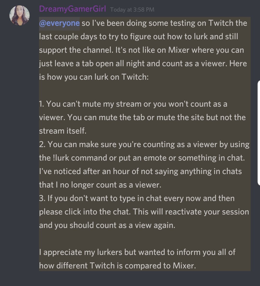 beccavibestv's tweet photo. Information for my lurkers on Twitch. It is different than in Mixer and I appreciate your continued support! https://t.co/RxoVrDlOSh