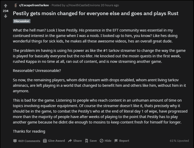 Pestily Another 500 Comment Thread Weeks After I Asked For Lps Gzh Ammo To Be Changed By 280 Roubles Per Round Reddit You Make Me Proud 3 Escapefromtarkov Oh Btw