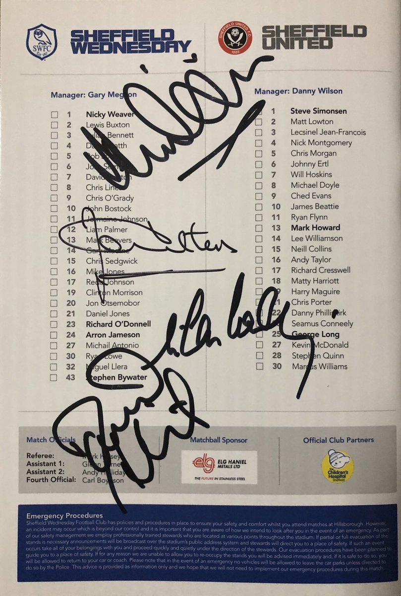 26.02.2012. That game was to be Gary Megson's last game in charge at #swfc. Match programme signed by Howard Wilkinson, Jack Charlton, Milan Mandaric and <a href="/HirstyD9/">David Hirst</a> 📝