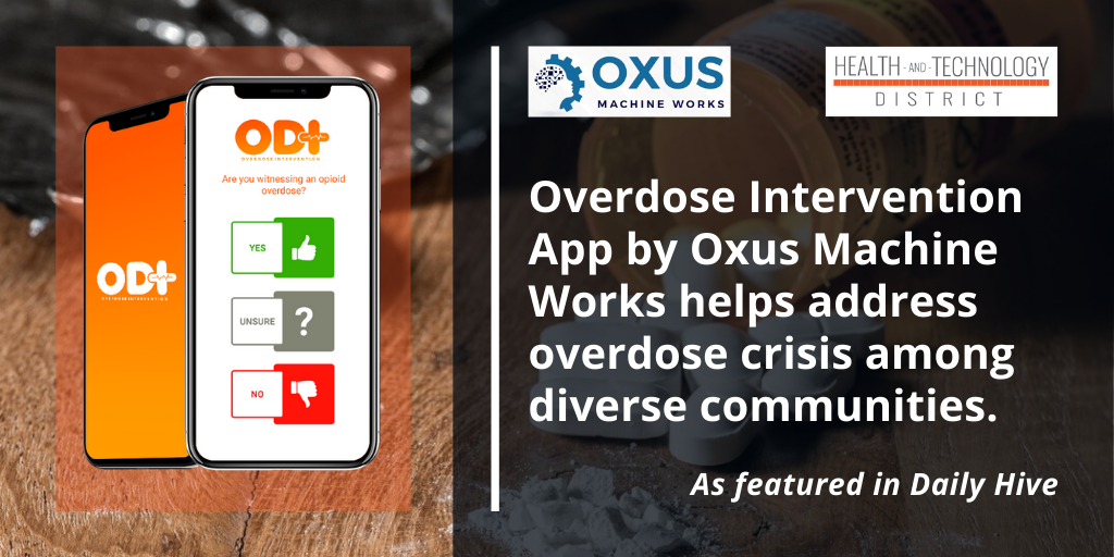 healthtechdist's tweet photo. Welcome Oxus Machine Works to the DISTRICT! Their overdose intervention app @stopoverdose2, featured in @DailyHiveVan, helps bring equity to communities by allowing users to access culturally specific resources to offset the dangers of an overdose. https://t.co/m1Fqj4zW3R https://t.co/n7zoMQW55T