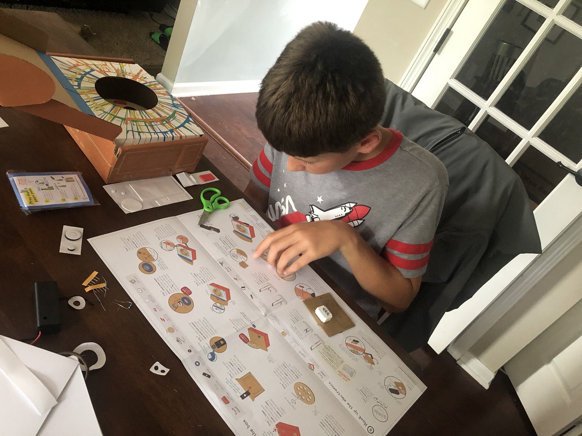 lcdonovan's tweet photo. Working on his first #tinkercrate!  He was so excited to get his first @kiwico_inc delivery today!  Next up...spin art! https://t.co/XB3jLJozt2