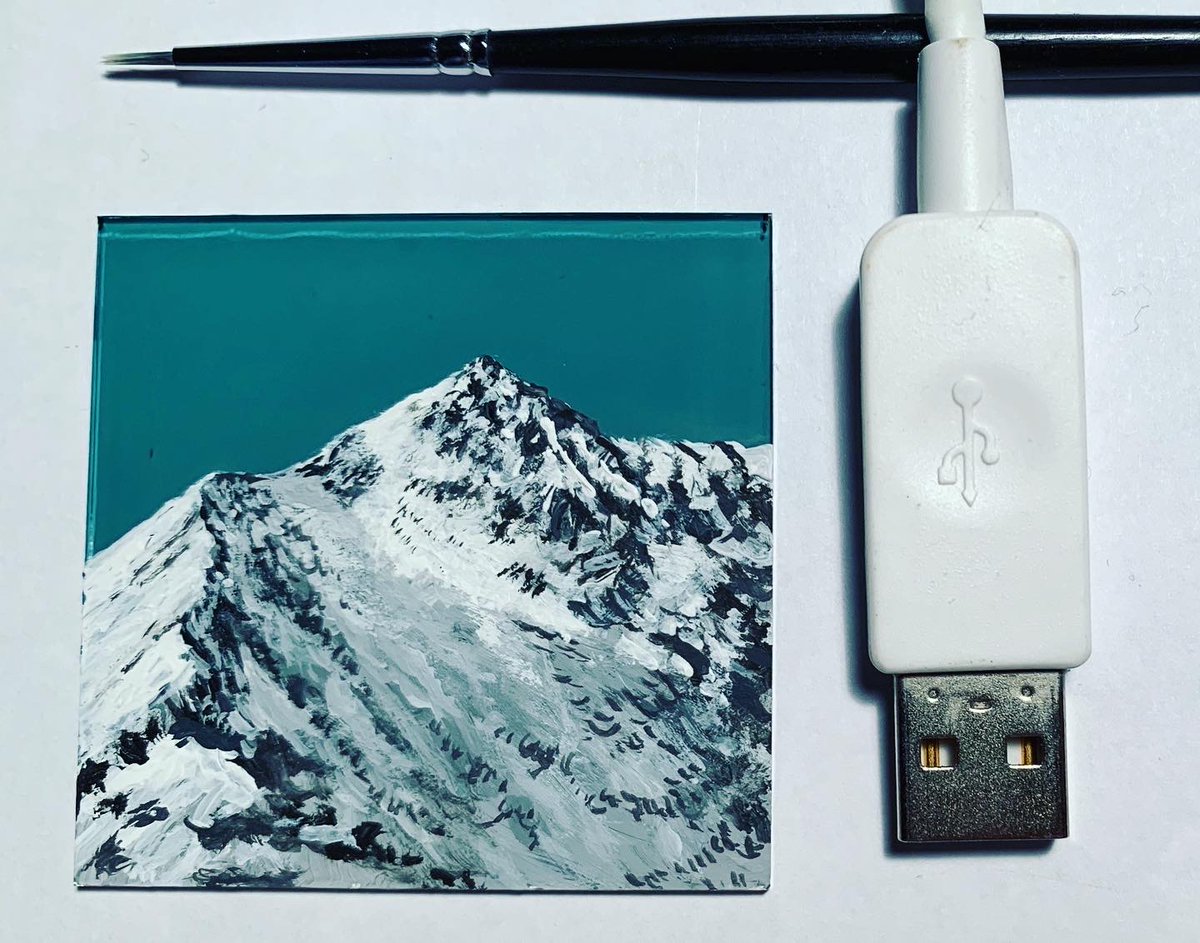 When I can't be in the studio I'm lucky to be able to paint miniatures at home. Easy to transport and I've stuck to minimal colours. "The Three Kings" Ben Nevis, Ben Lomond, Ben Lui. 5cm x 5cm glass. These SOLD but I'm looking for more commissions of miniature munros. PM for info