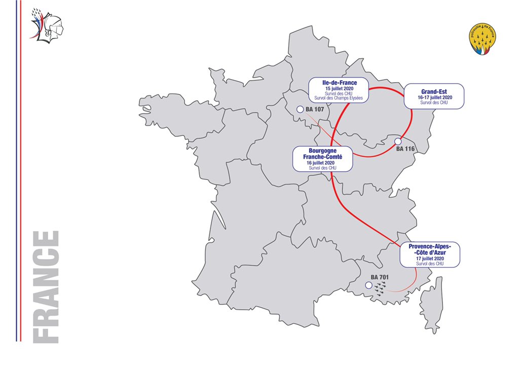 C’est officiel, nous survolerons une partie des hôpitaux durement impactés par la crise sanitaire tout au long de cette semaine en hommage à l’ensemble des Français et en particulier au monde de la santé.