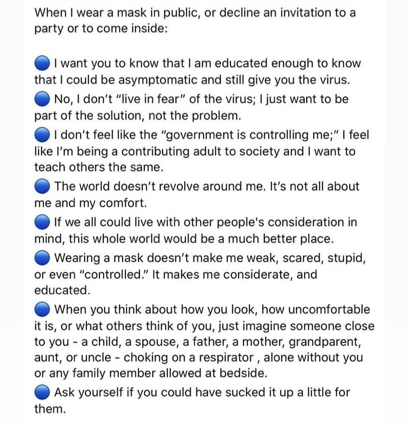 Pretty simple...wear a mask (over your mouth AND nose)!