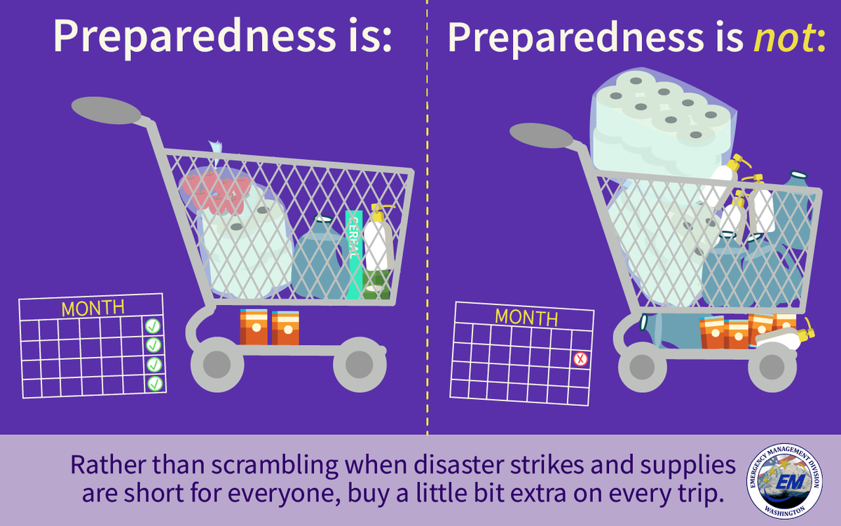 Remember when all of the stores ran out of toilet paper? And hand sanitizer? 

Join us during a webinar 11:30 am, July 21 to discuss how to avoid disaster-induced rush-trips to the store. 

More info: mil.wa.gov/news/webinar-d…

#MaskUpWA #COVID19