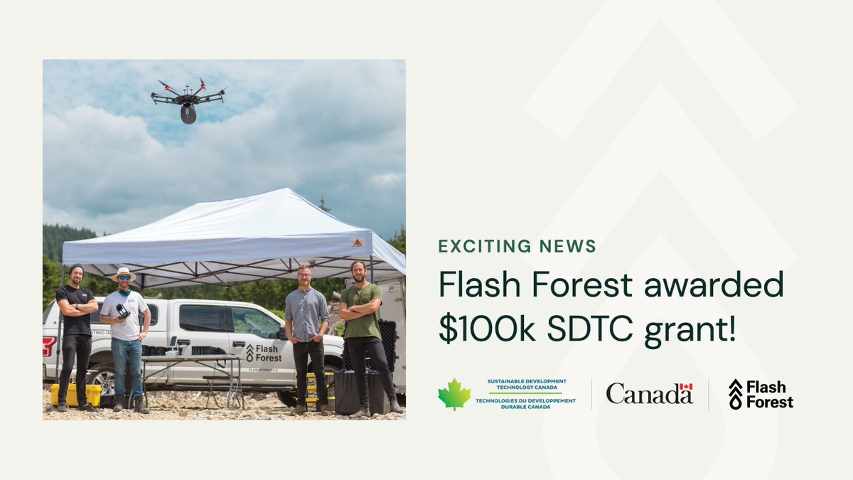 flash_forest's tweet photo. Big news 🎉 Flash Forest has received $100,000 in funding and support from the Sustainable Development Technology Canada (SDTC) @SDTC_TDDC 🌳 #SDTCinvests #TDDCinvestit #Cleantech #Canada #FlashForest #ClimateChange #CentreForSocialInnovation #csitoronto #MaRSDD https://t.co/lUxtx3nk0c