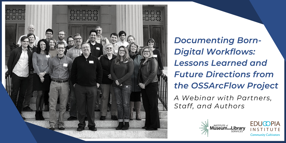 Educopia's tweet photo. ICYMI: the recording for today's #OSSArcFlow webinar is now available on YouTube! Warm and sincere thanks to our attendees, partners, presenters, and our funder @US_IMLS!
Watch the webinar: https://t.co/NJCBw83wnx https://t.co/W352CD6Srb