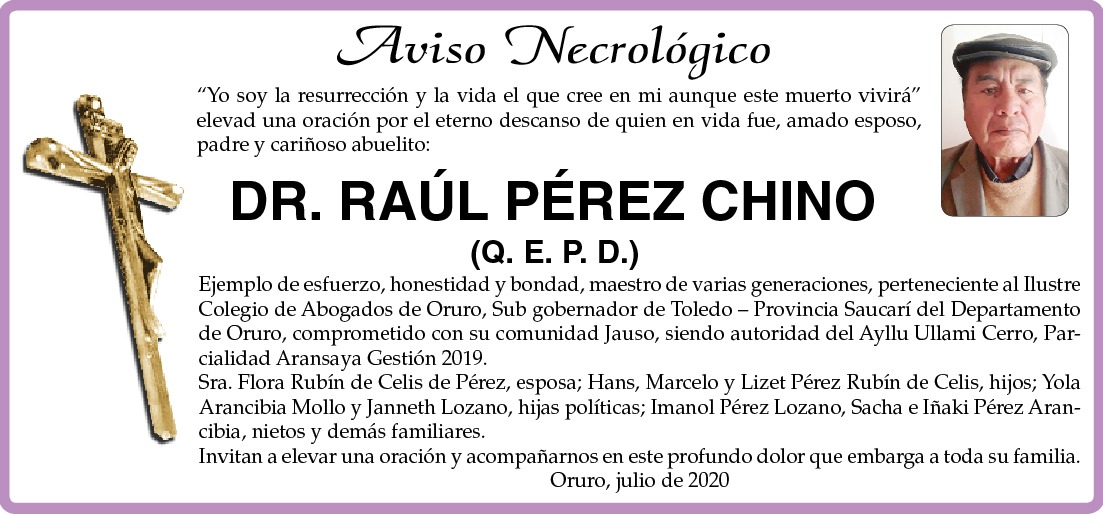 hansperezrdc's tweet photo. @evoespueblo comunicarte el sencible fallecimiento de papito Raúl Pérez Chino quien fue profesor tuyo https://t.co/QPc3AYVIEV