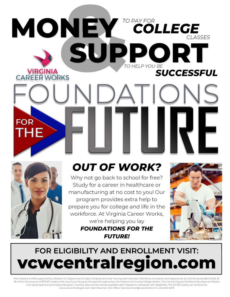 BedfordEconDev's tweet photo. Out of work?  A new partnership within our local workforce development system is providing money for out-of-work individuals to take college classes for free and receive support, while training for a new career.
.https://t.co/2r9XeKAg17 https://t.co/LCErhRWGKi
