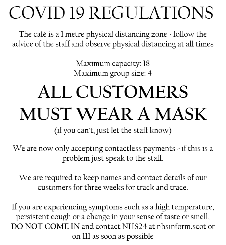 If you're planning to head in, it won't hurt to book ahead to make sure we have space for you :) Here's our new global pandemic rules: