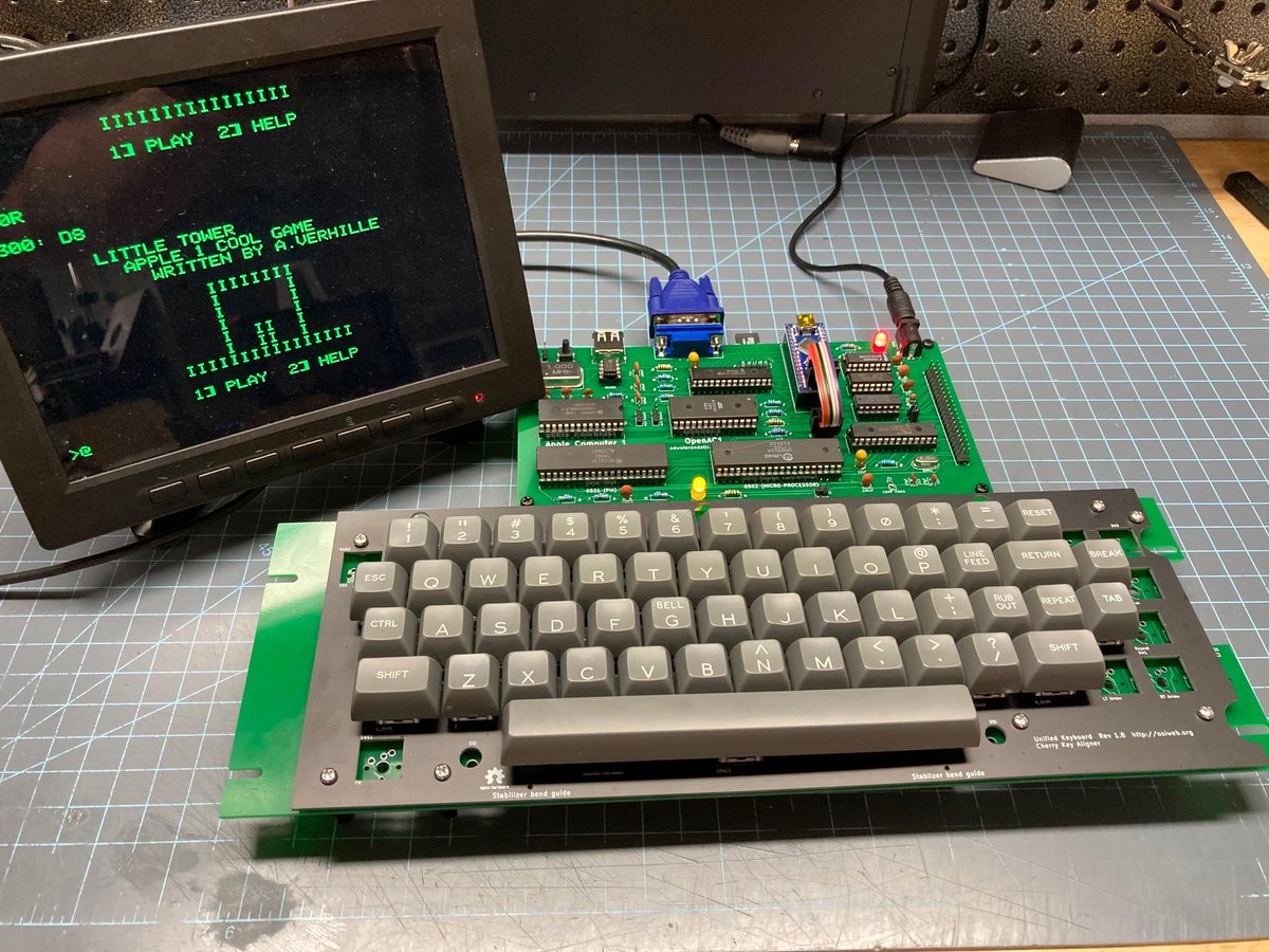 Here's the sixth version of my Apple 1 (with mechanical keyboard!)  This thing is an amalgamation of about six or more different open-source projects. #RetroComputing #Apple1