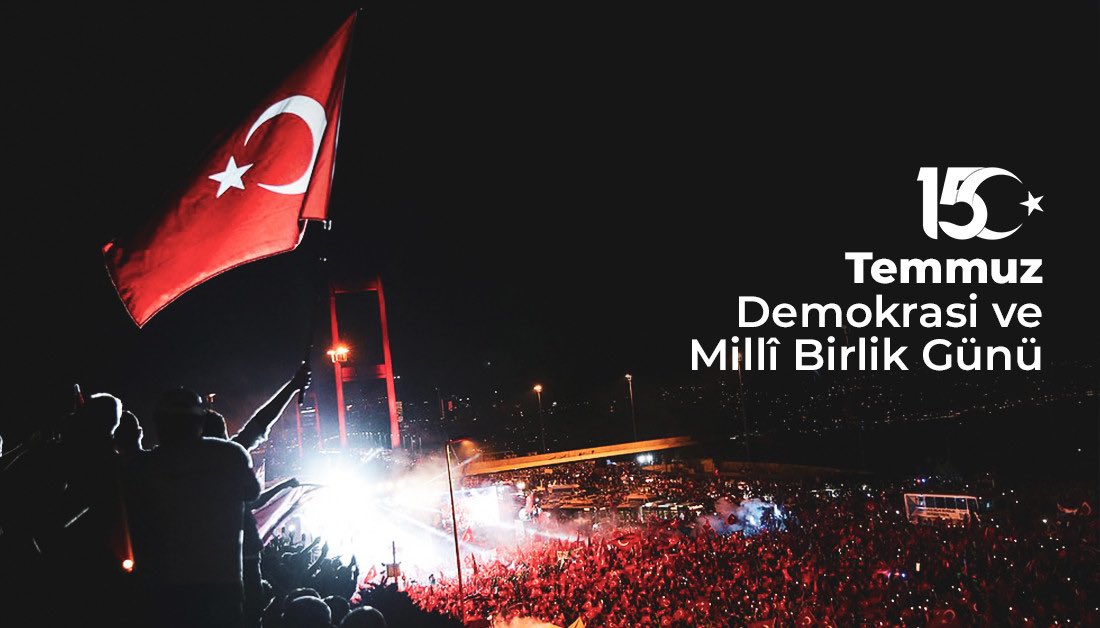 GalatasaraySK's tweet photo. 🇹🇷 15 Temmuz hain darbe girişimine karşı, vatanımızın birlik ve beraberliği için gözlerini bile kırpmadan yaşamlarını feda eden şehitlerimizi, Demokrasi ve Milli Birlik Günü'nde bir kez daha rahmetle anıyor, gazilerimize minnetlerimizi sunuyoruz. https://t.co/GXCjief6Za