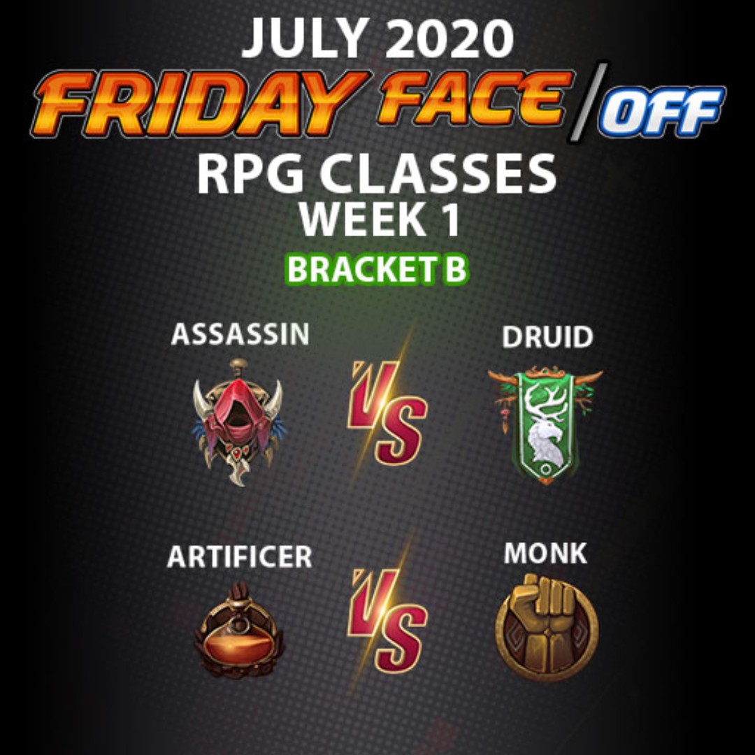 DirectPlayExpo's tweet photo. #FridayFaceOff - July Week 1 Bracket B:
RPG Classes!
Vote here: https://t.co/5gU7YbdpCw
Assassin VS Druid
and
Artificer Vs Monk
#DirectPlay #Alberta #Canada #Yeg #YQL #YYC #VideoGames #boardgames #TTRPG #RPG https://t.co/FPzH09kKkL