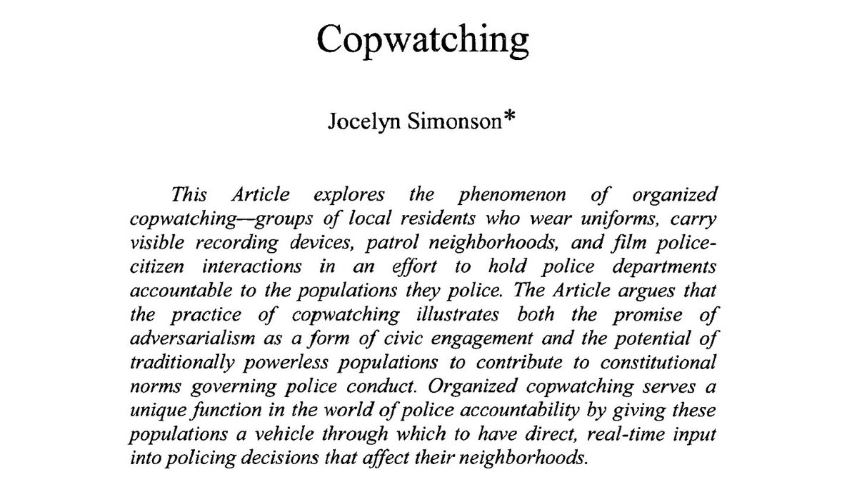 nypdmaskwatch's tweet photo. Legal scholar @BrooklynLaw @j_simonson, "...urges scholars and reformers to take adversarial, bottom-up mechanisms of police accountability seriously - not just as protest, but as true participation."
https://t.co/jJf5L48c7y
#Copwatch #NYPDMaskWatch https://t.co/ti0hAJXB5V