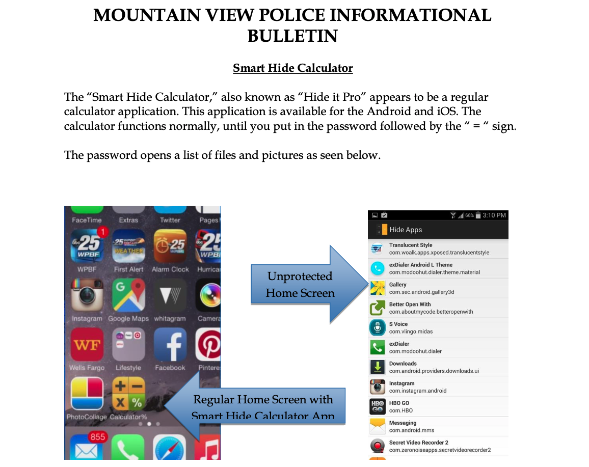 Uh oh, teens! Mountain View PD has been on to your 'calculator' hidden-photo apps for years  #BlueLeaks