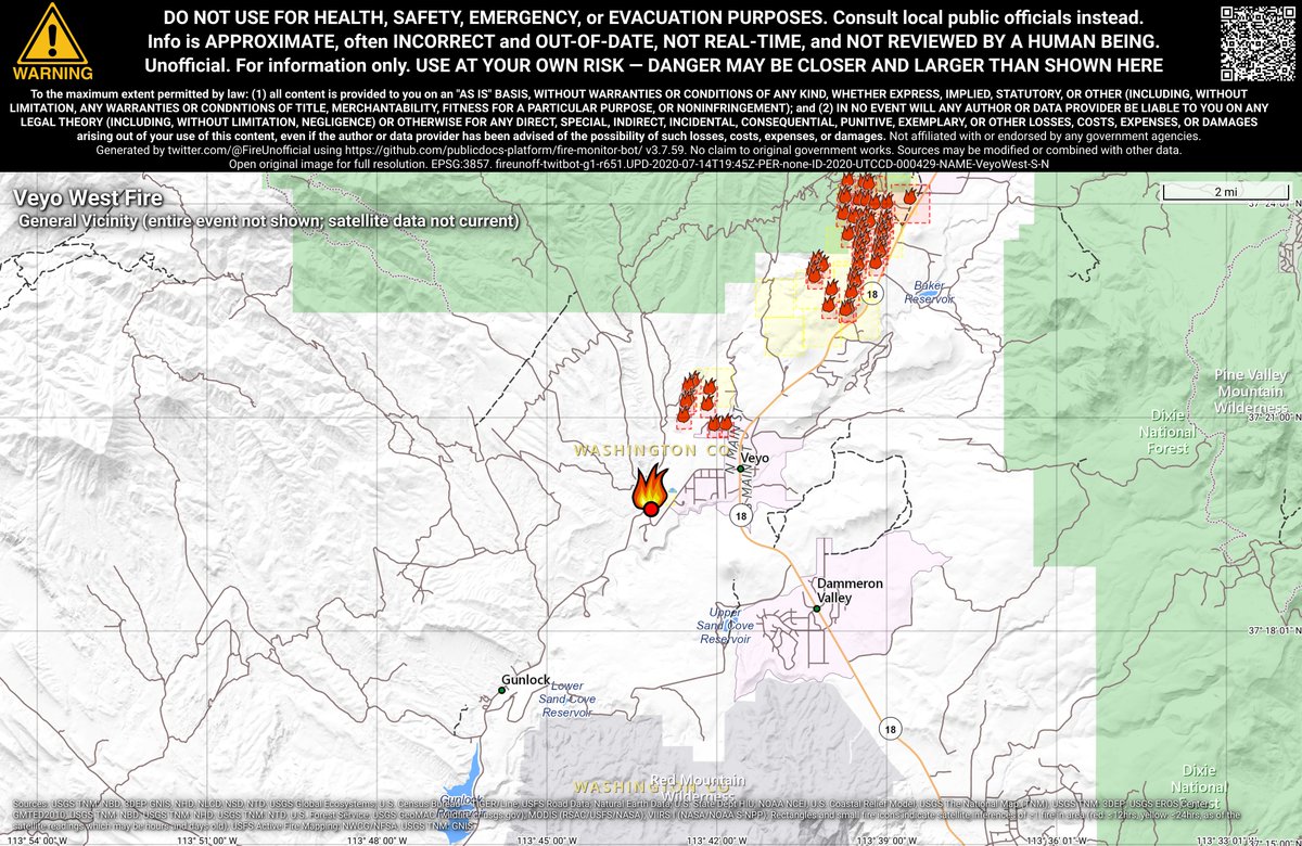 UtahNevFireBot's tweet image. #VeyoWestFire 🔥 unofficial, automated update.
Near Veyo, UT. ⚠️ DO NOT USE FOR SAFETY PURPOSES - See officials instead. May be incorrect; disclaimers in images.