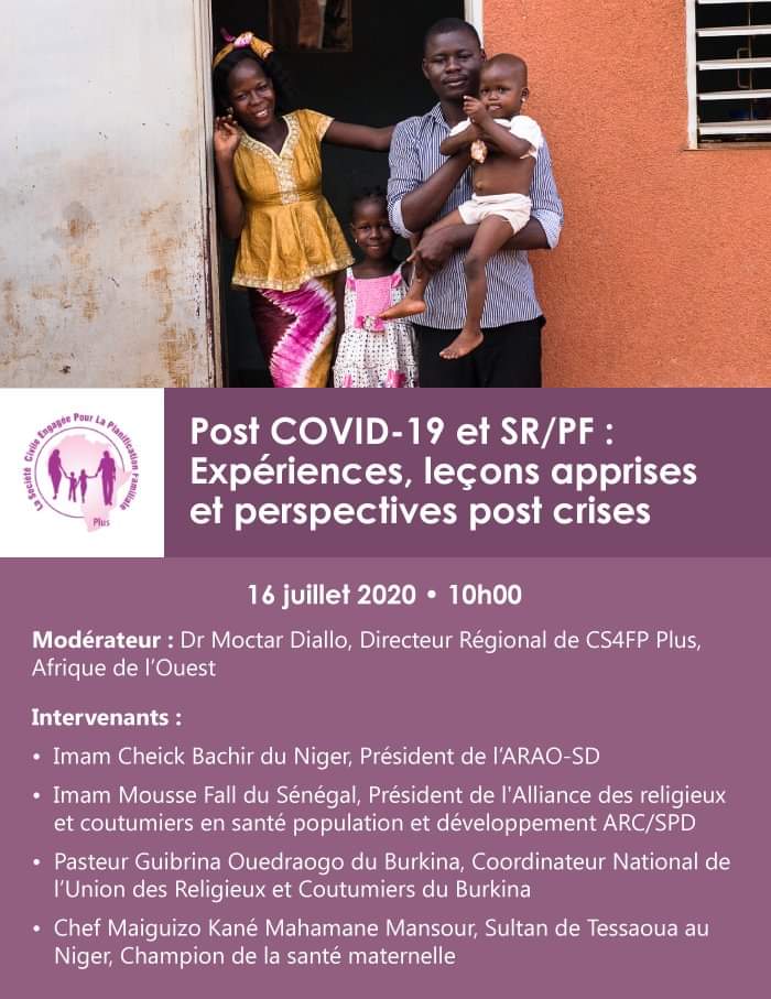 GTSR/Burkina (@burkinagtsr) on Twitter photo Rejoignez IntraHealth International pr le Webinaire des Leaders Religieux & Traditionnels sur la COVID-19 & SR/PF: Expériences, leçons apprises & perspectives après la crise.
🗒️Ce sera ce 16 juillet 2020 à 10h sur le lien Zoom:bit.ly/2WgPlVO
<a href="/NinaFatym/">KONE F Nina</a>
<a href="/SANTE_BF/">Ministère Santé et de Hygiène Publique</a>
<a href="/AFEEJ1/">AFEEJ Burkina</a> Rejoignez IntraHealth International pr le Webinaire des Leaders Religieux & Traditionnels sur la COVID-19 & SR/PF: Expériences, leçons apprises & perspectives après la crise.
🗒️Ce sera ce 16 juillet 2020 à 10h sur le lien Zoom:bit.ly/2WgPlVO
<a href="/NinaFatym/">KONE F Nina</a>
<a href="/SANTE_BF/">Ministère Santé et de Hygiène Publique</a>
<a href="/AFEEJ1/">AFEEJ Burkina</a>