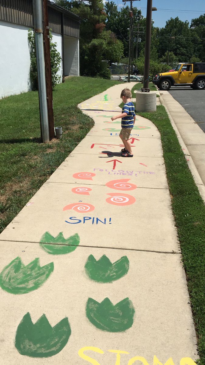 fairfaxlibrary's tweet photo. The Martha Washington Library goes outside! There is a new book on our StoryWalk: Lola Plants a Garden by Anna McQuinn. And we have a sidewalk obstacle course painted in the sidewalk next the the Mt Vernon RECenter! #sidewalkobstaclecourse #outsidefun #fairfaxlibrary #storywalk https://t.co/MT5H0ieokQ